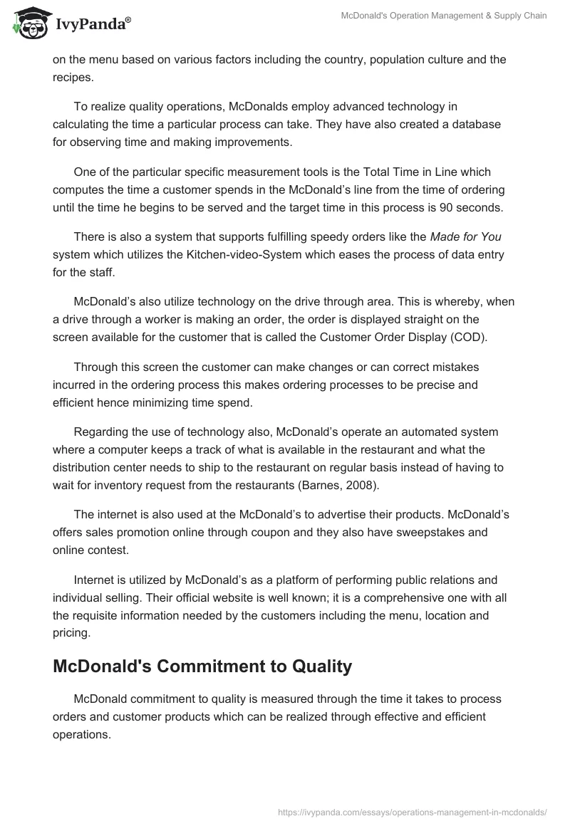 McDonald's Operation Management & Supply Chain. Page 5