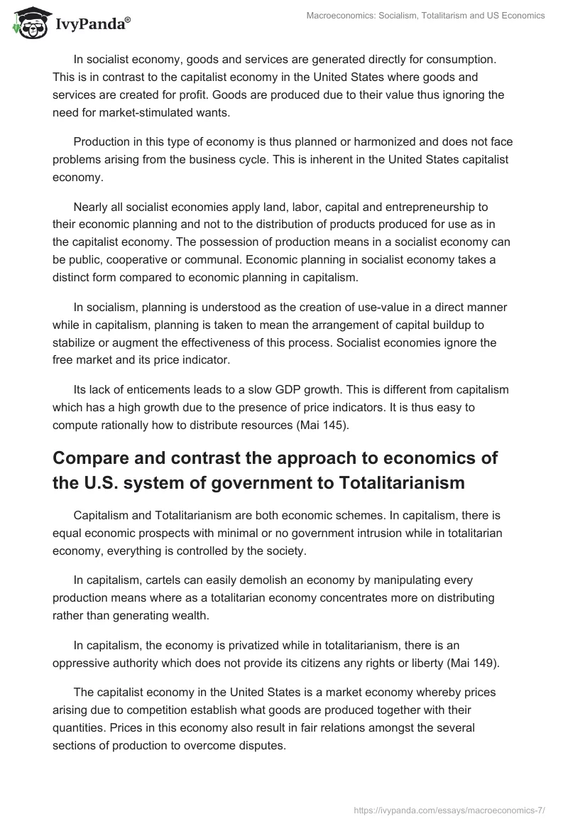 Macroeconomics: Socialism, Totalitarism and US Economics. Page 3