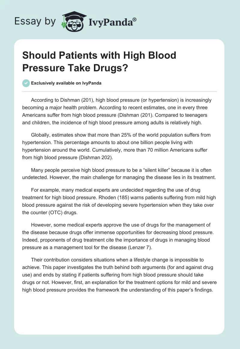 Should Patients With High Blood Pressure Take Drugs?. Page 1