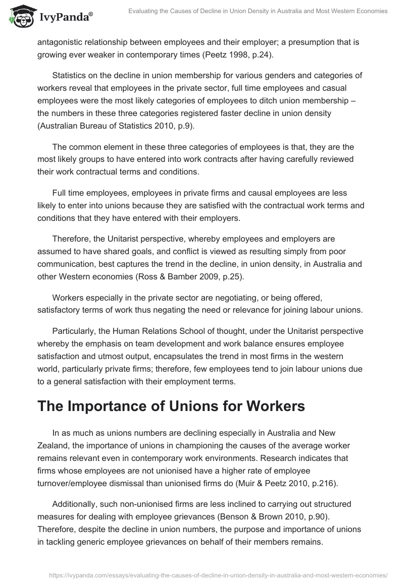 Evaluating the Causes of Decline in Union Density in Australia and Most Western Economies. Page 3
