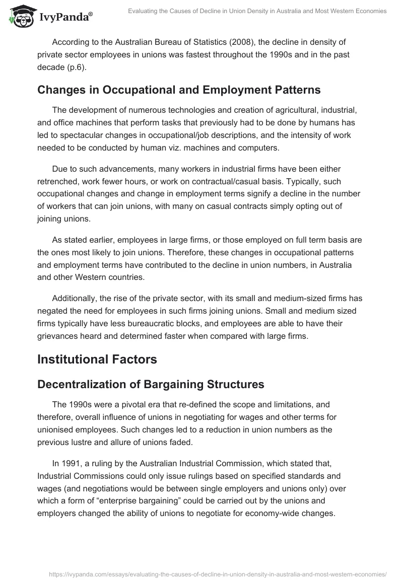 Evaluating the Causes of Decline in Union Density in Australia and Most Western Economies. Page 5