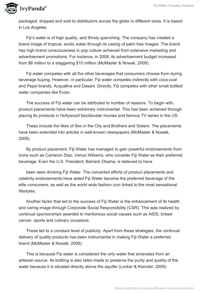 Fiji Water Company Analysis. Page 5