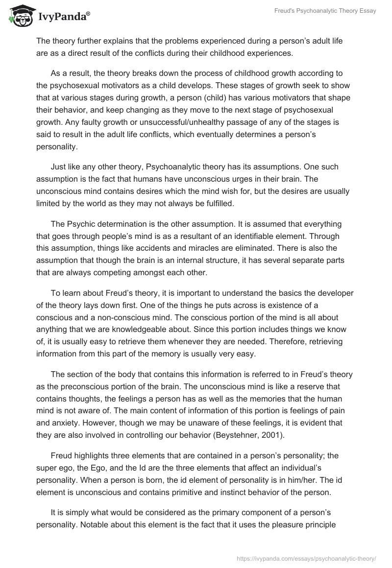 Freud's Psychoanalytic Theory Essay. Page 2