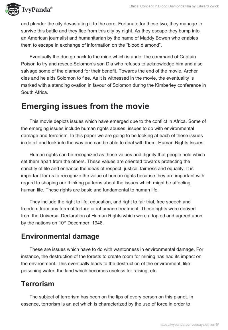 Ethical Concept in "Blood Diamonds" Film by Edward Zwick. Page 3