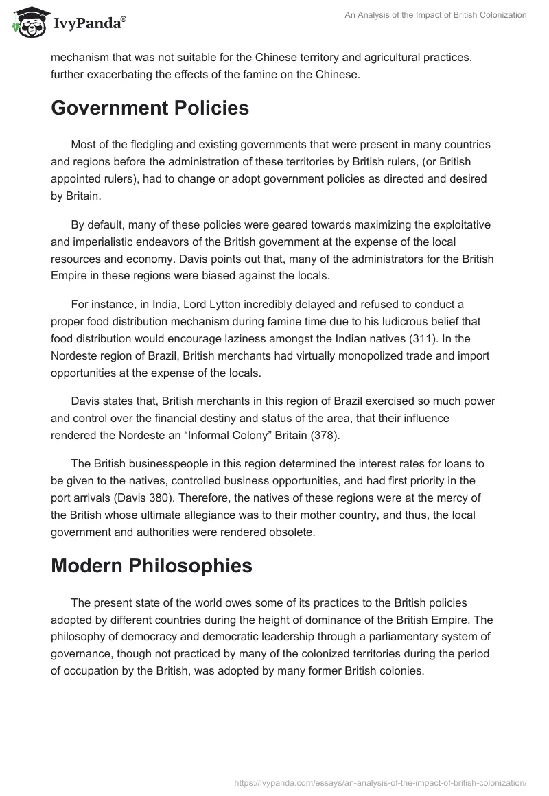 An Analysis of the Impact of British Colonization. Page 3