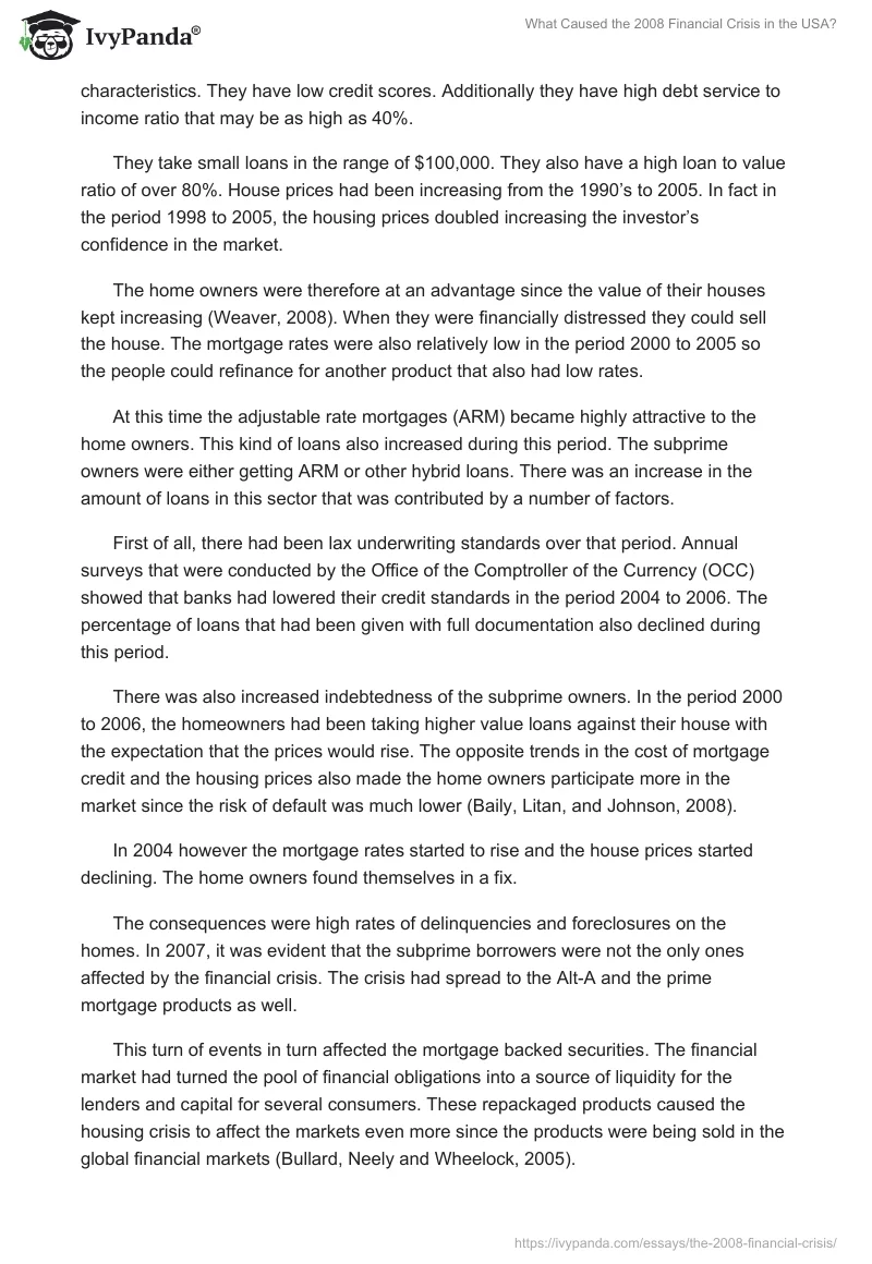 What Caused the 2008 Financial Crisis in the USA?. Page 2