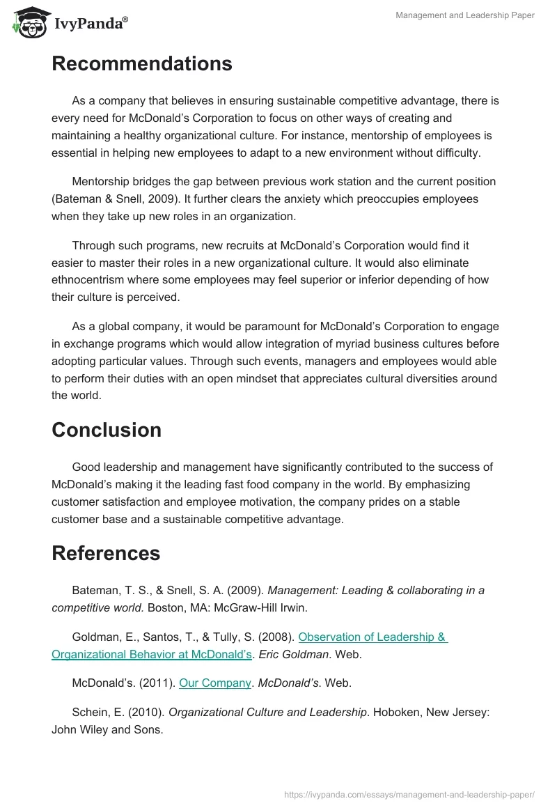 Management and Leadership Paper. Page 4