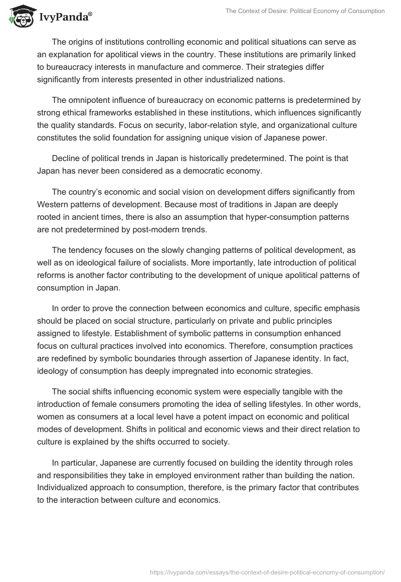 The Context of Desire: Political Economy of Consumption. Page 2