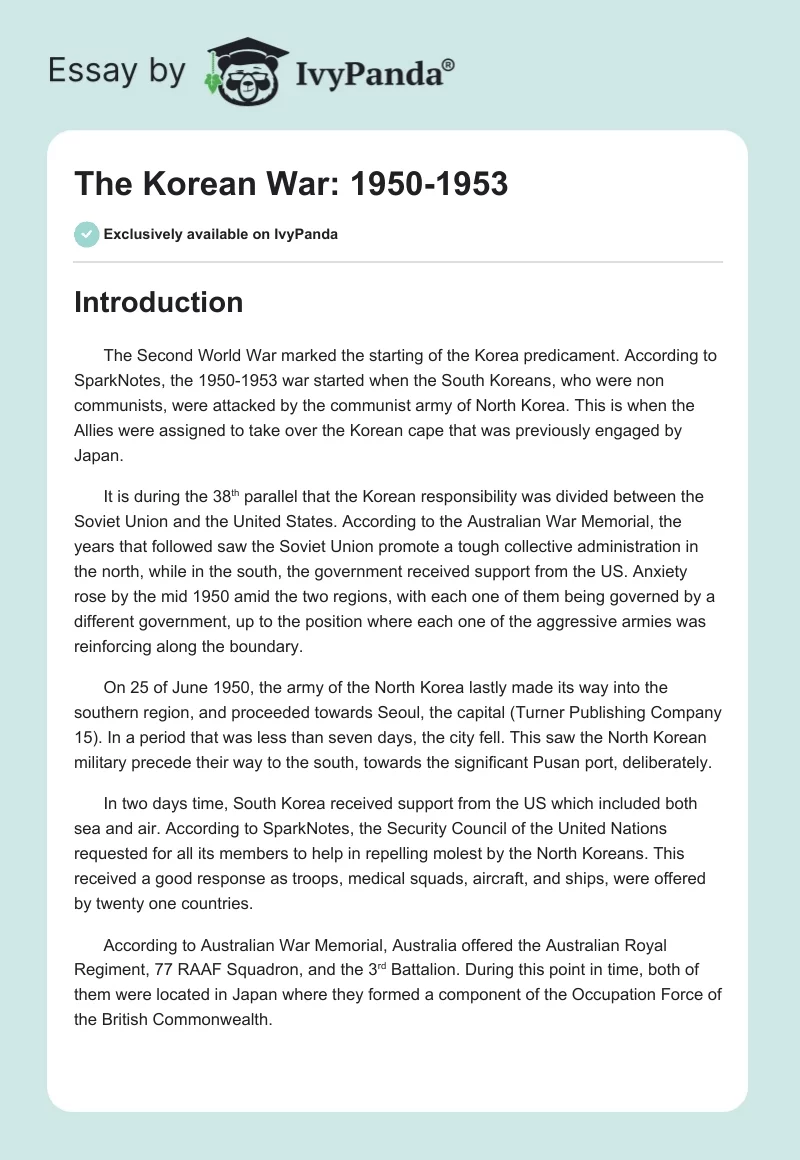 The Korean War: 1950-1953. Page 1
