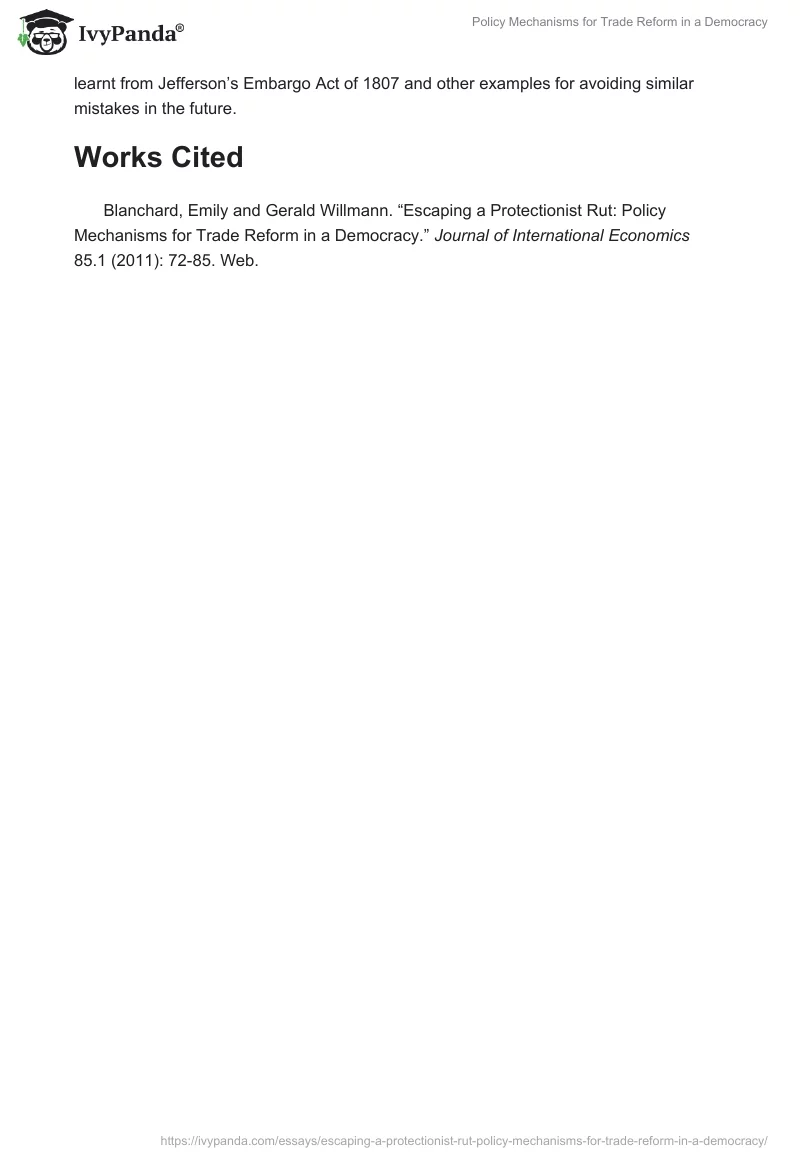 Policy Mechanisms for Trade Reform in a Democracy. Page 2