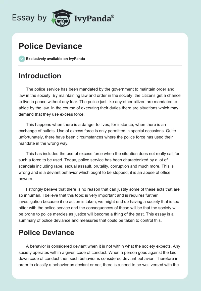 Police Deviance. Page 1