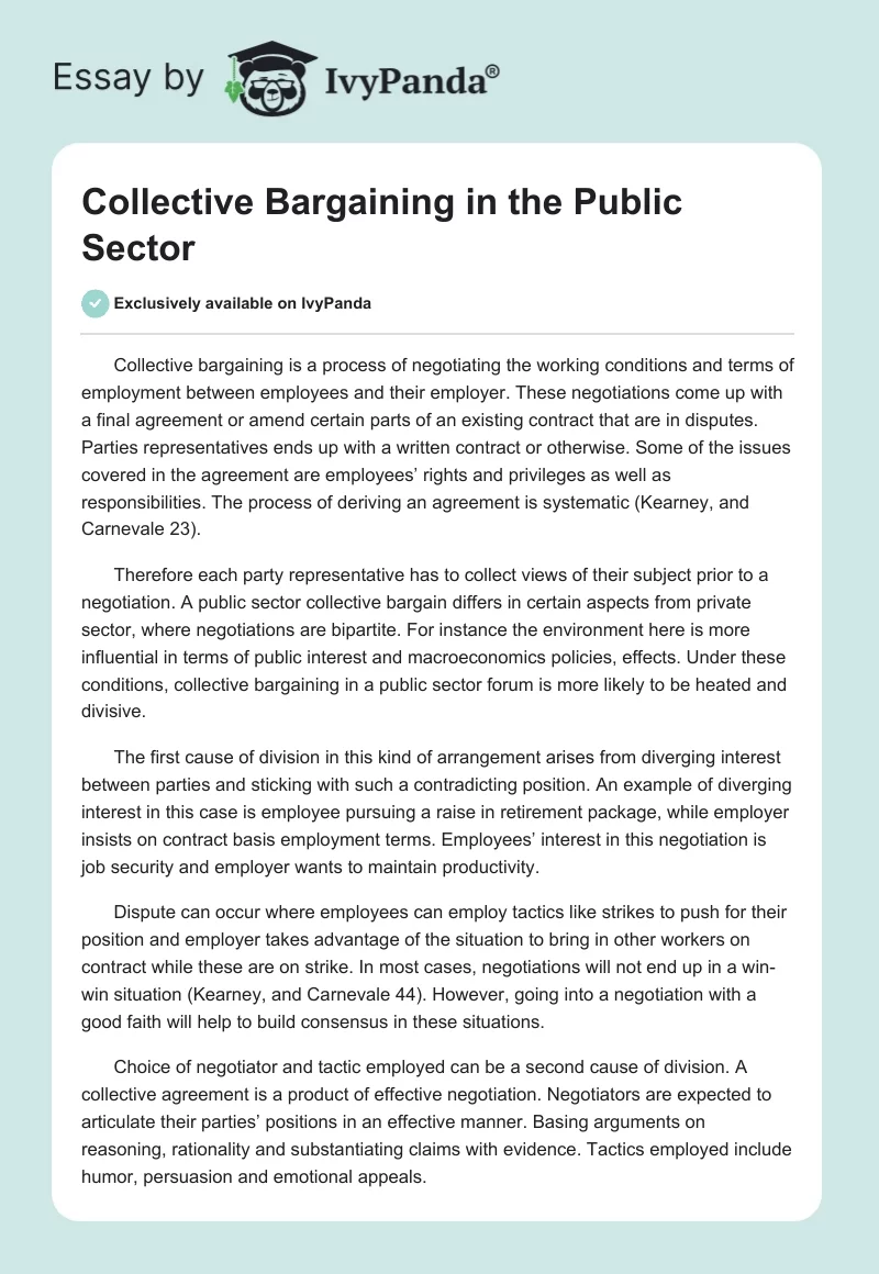 Collective Bargaining in the Public Sector. Page 1