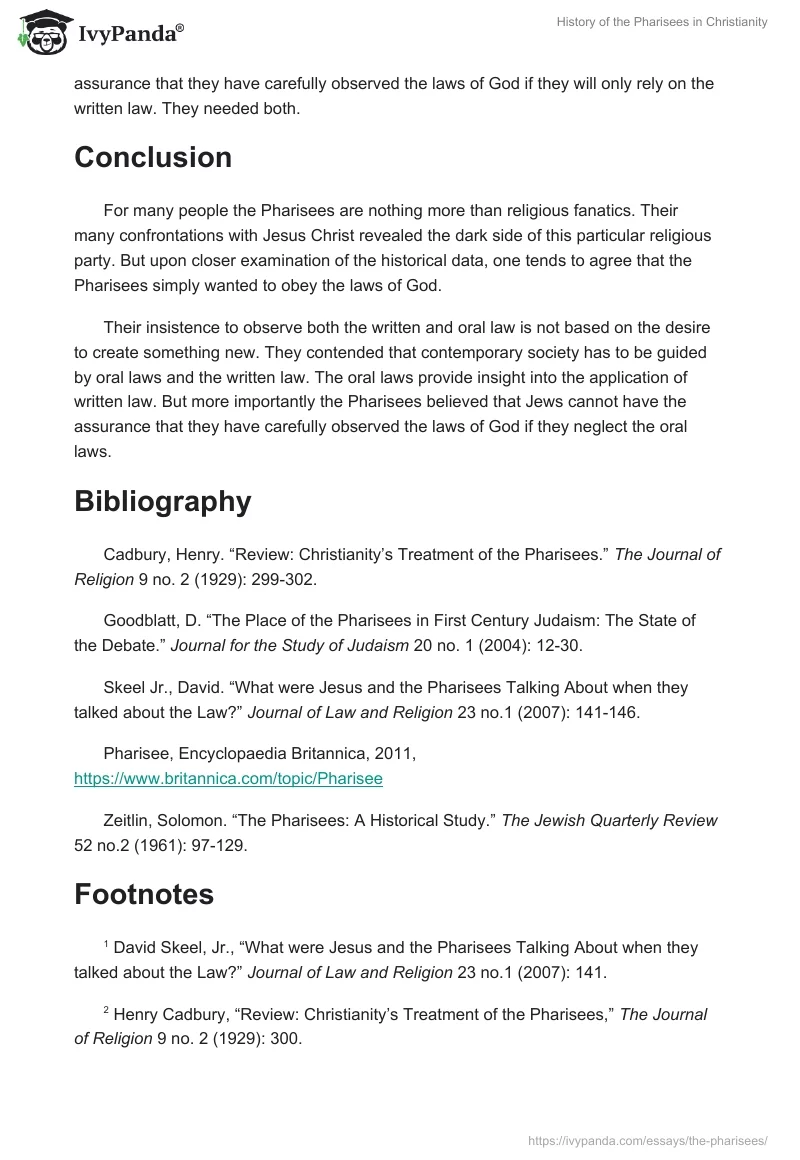 History of the Pharisees in Christianity. Page 4