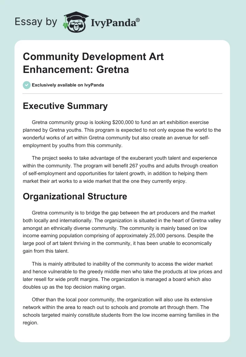 Community Development Art Enhancement: Gretna. Page 1