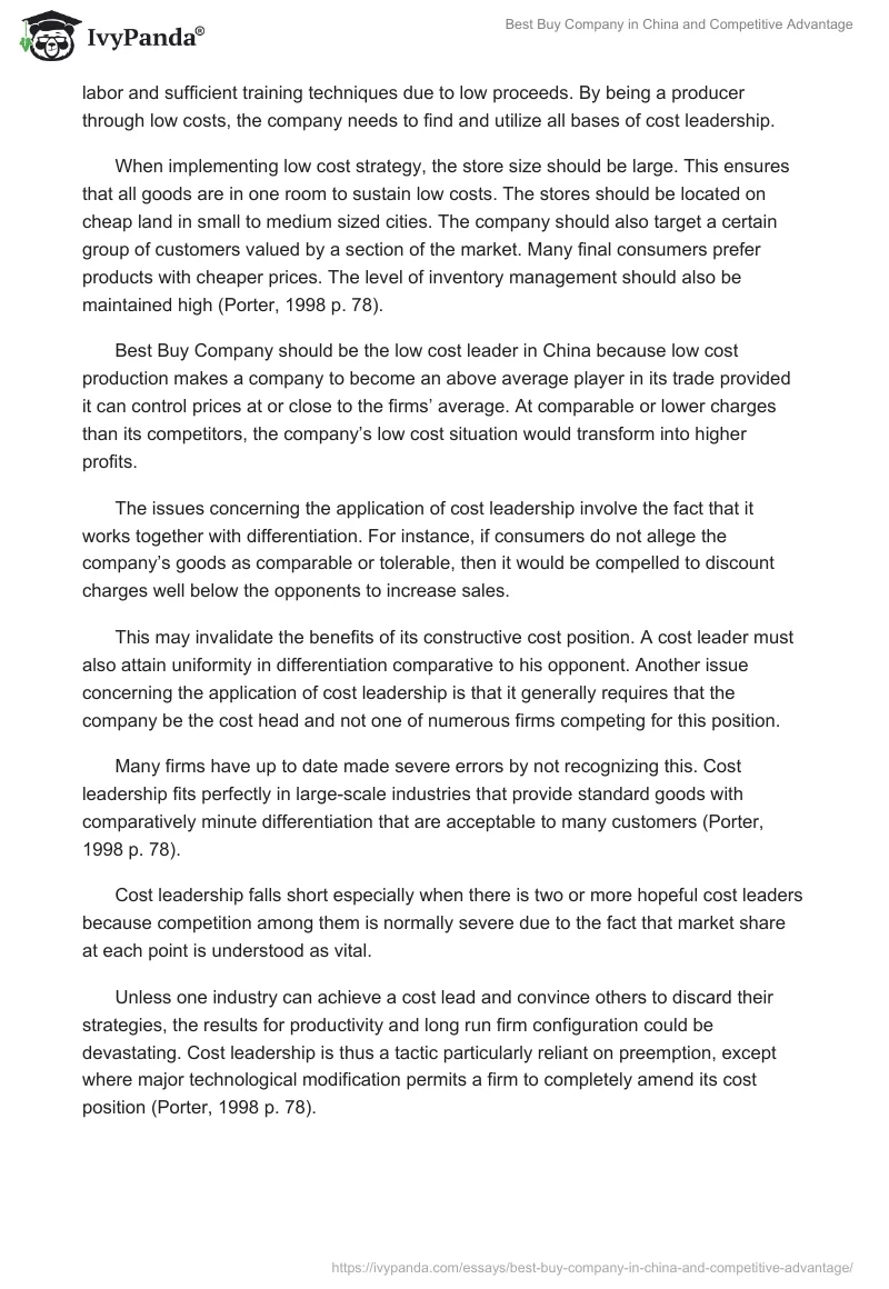 Best Buy Company in China and Competitive Advantage. Page 3