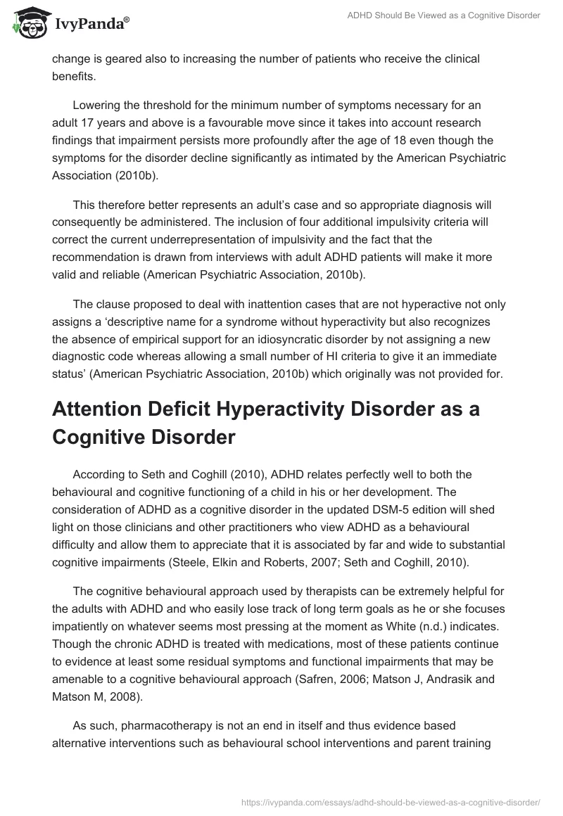 ADHD Should Be Viewed as a Cognitive Disorder. Page 3
