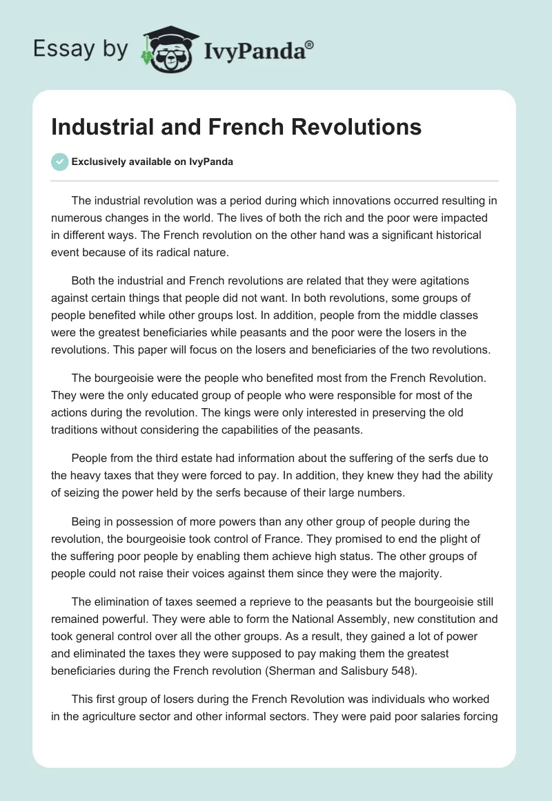 Industrial and French Revolutions. Page 1