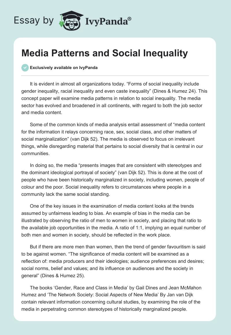 Media Patterns and Social Inequality. Page 1