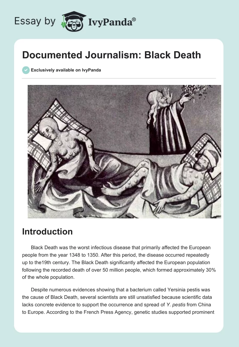 Documented Journalism: Black Death. Page 1