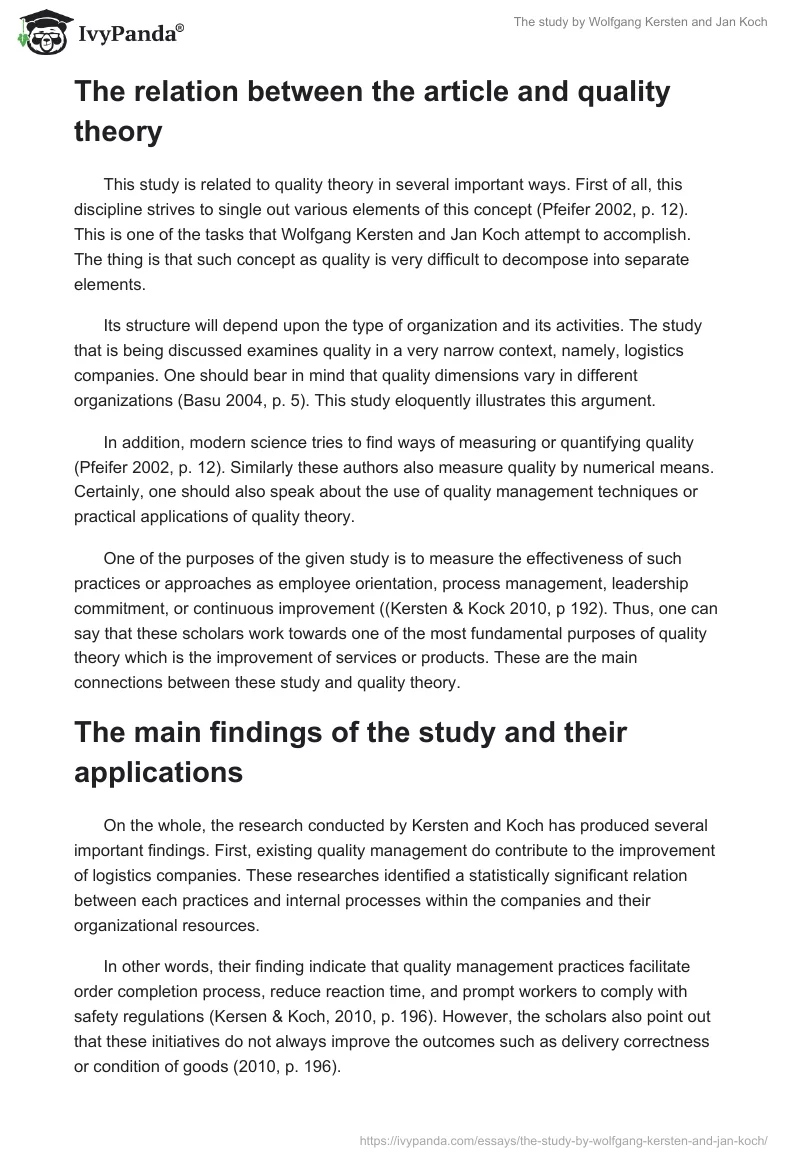 The study by Wolfgang Kersten and Jan Koch. Page 3