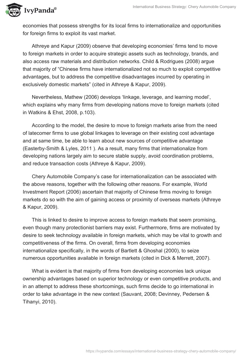 International Business Strategy: Chery Automobile Company. Page 3