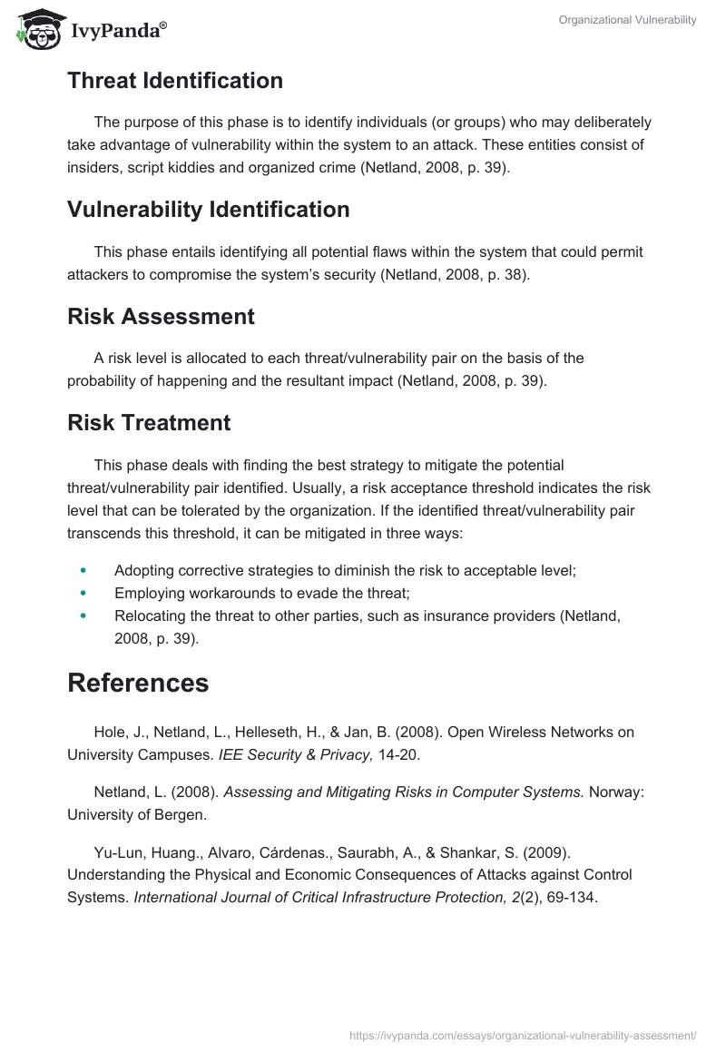 Organizational Vulnerability. Page 5