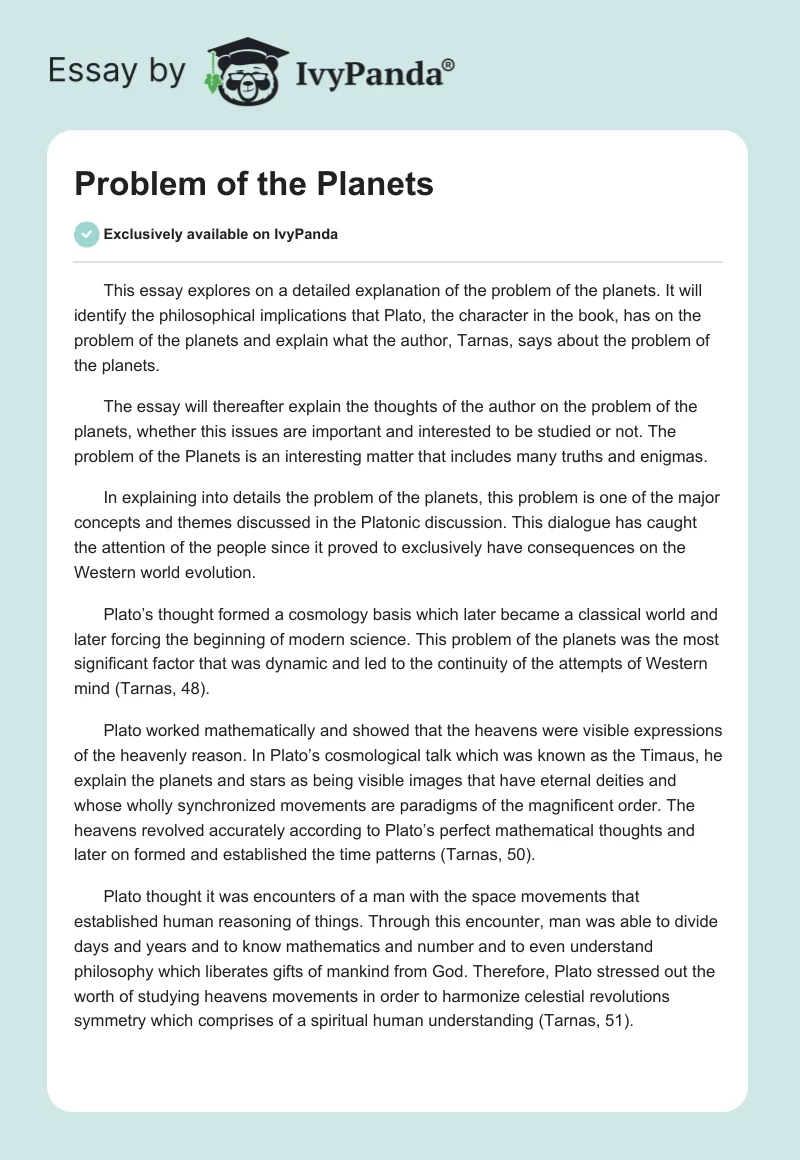 Problem of the Planets. Page 1