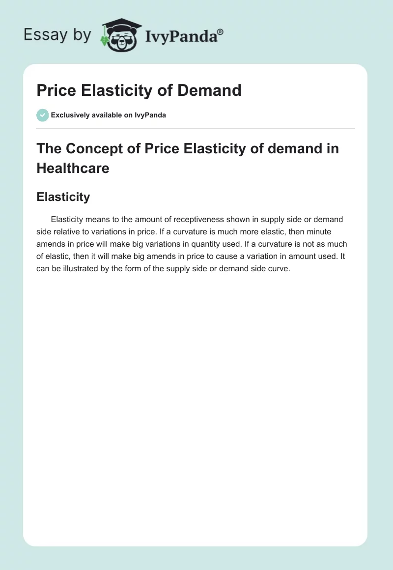 Price Elasticity of Demand. Page 1