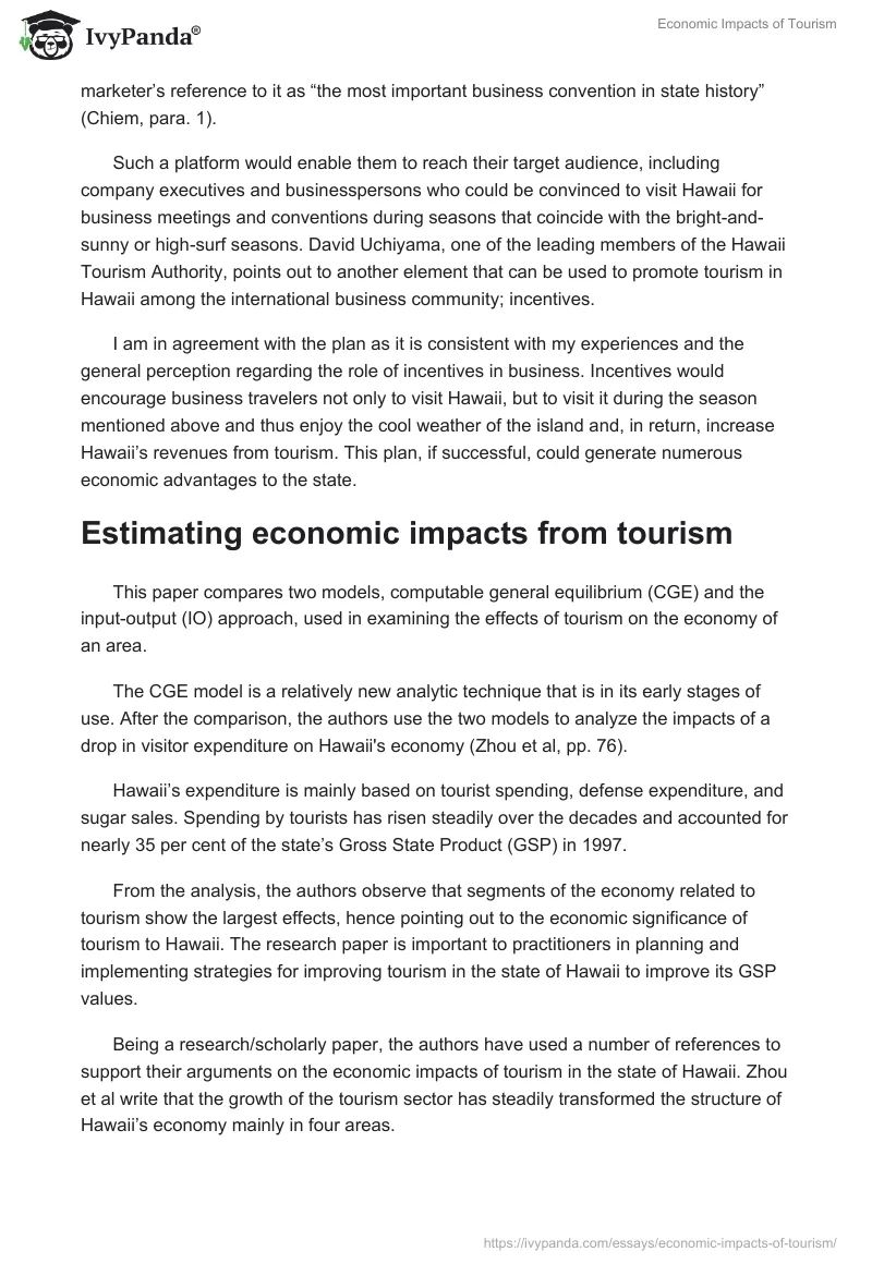 Economic Impacts of Tourism. Page 3