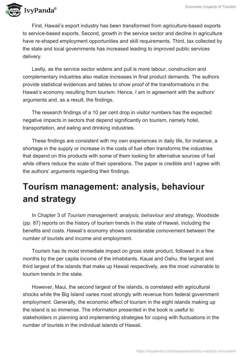 Economic Impacts of Tourism. Page 4