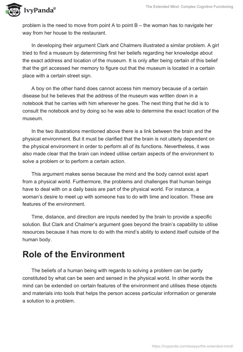 The Extended Mind: Complex Cognitive Functioning. Page 2