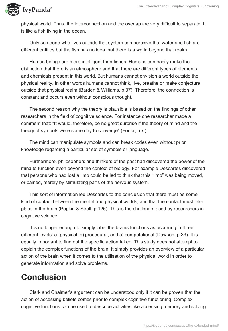 The Extended Mind: Complex Cognitive Functioning. Page 4