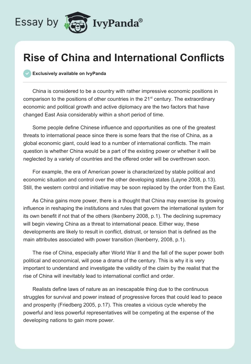 Rise of China and International Conflicts. Page 1
