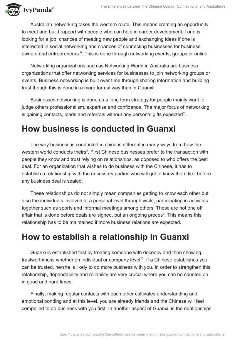 The Differences between the Chinese Guanxi (Connections) and Australian’s. Page 2