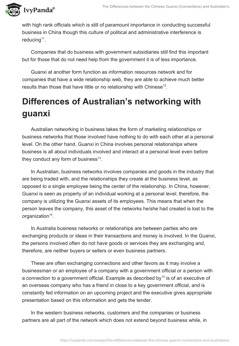 The Differences between the Chinese Guanxi (Connections) and Australian’s. Page 3