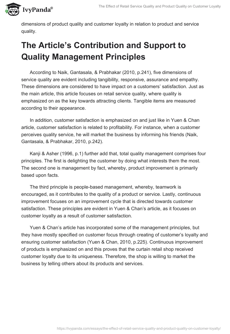 The Effect of Retail Service Quality and Product Quality on Customer Loyalty. Page 3