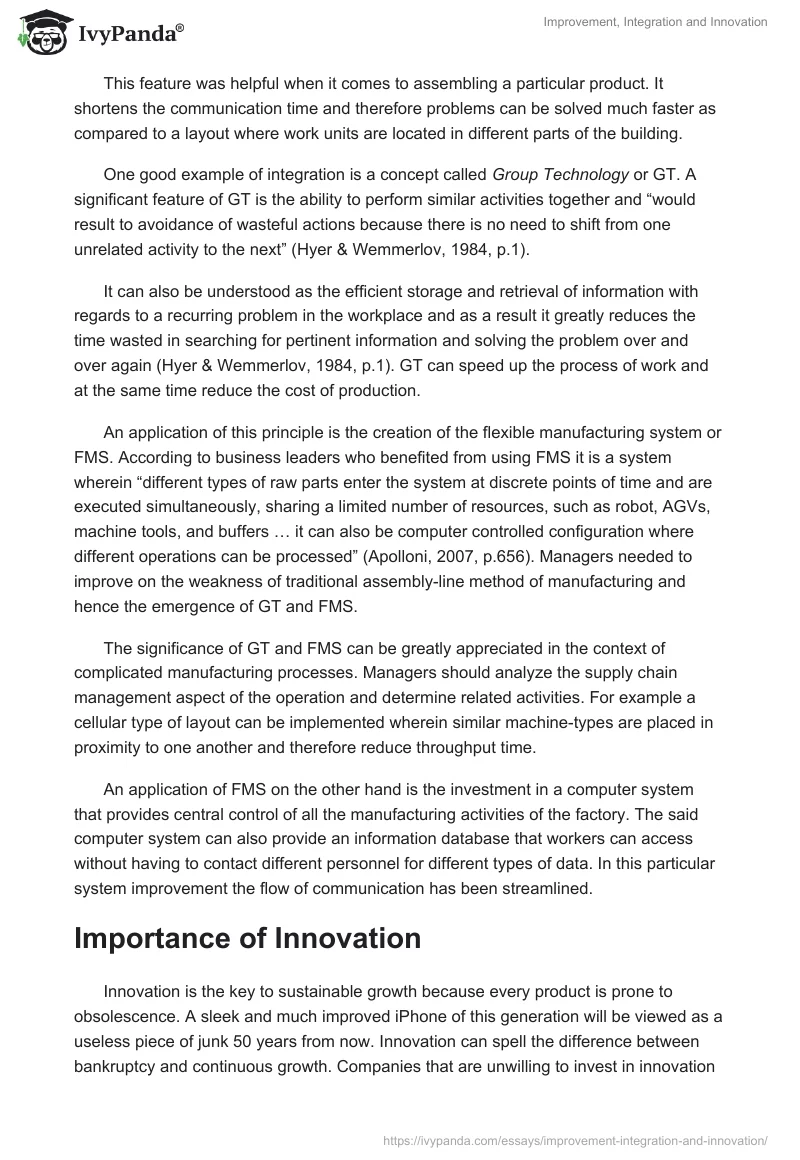 Improvement, Integration and Innovation. Page 3