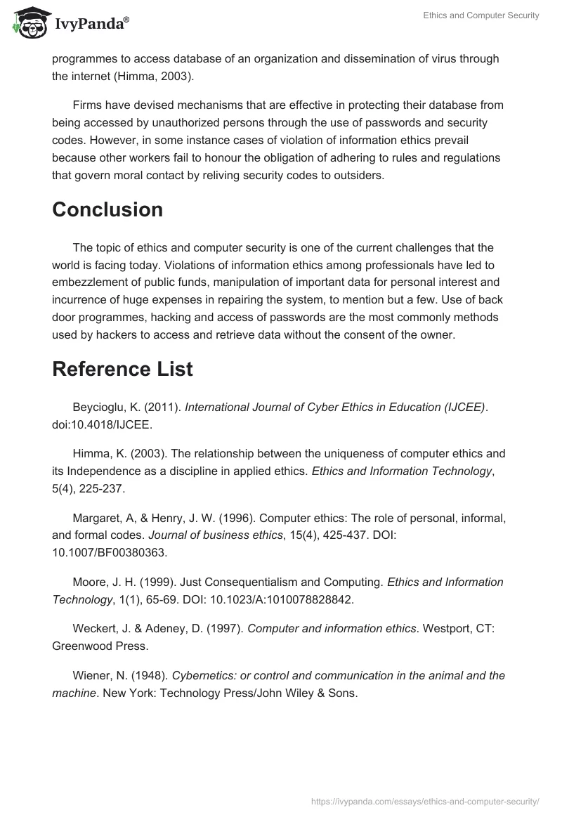 Ethics and Computer Security. Page 5