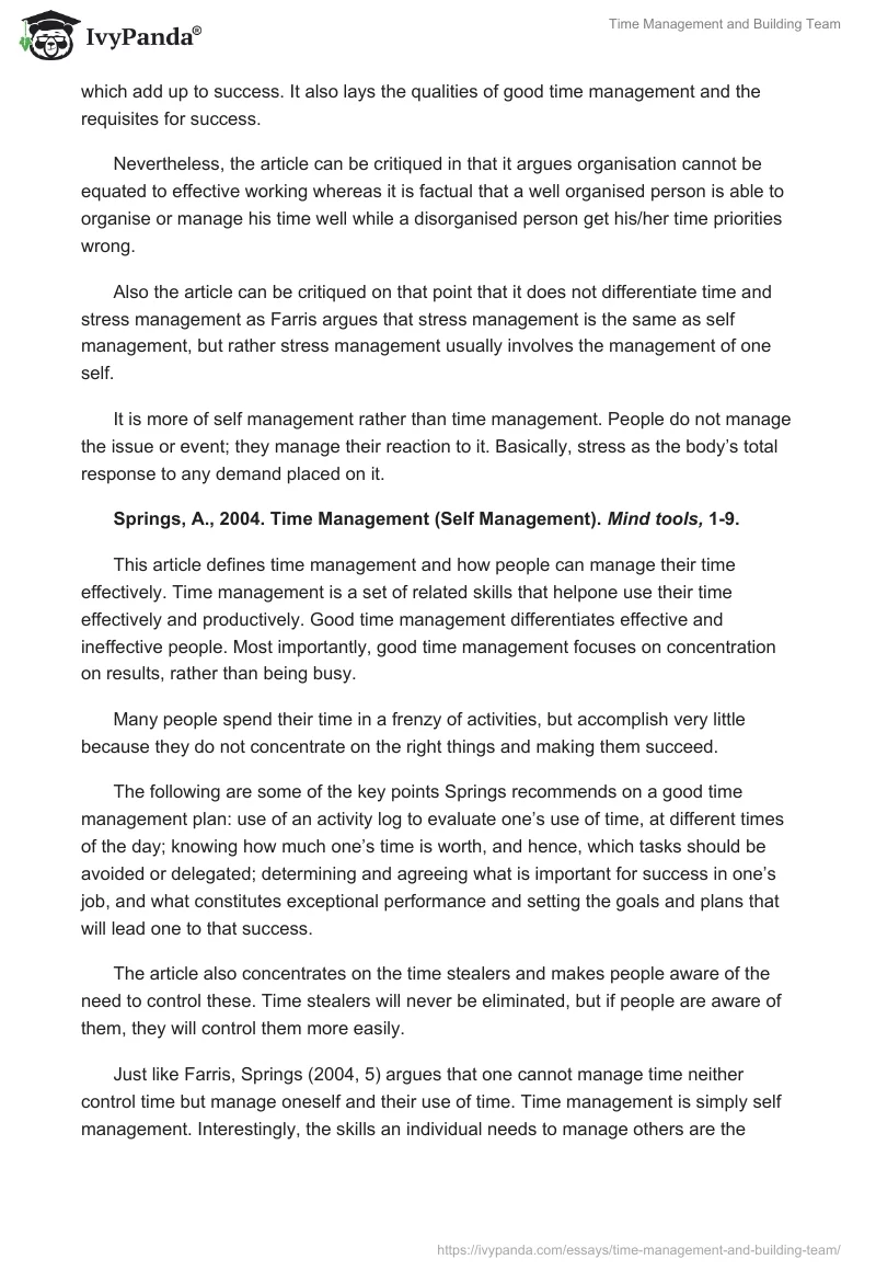 Time Management and Building Team. Page 2