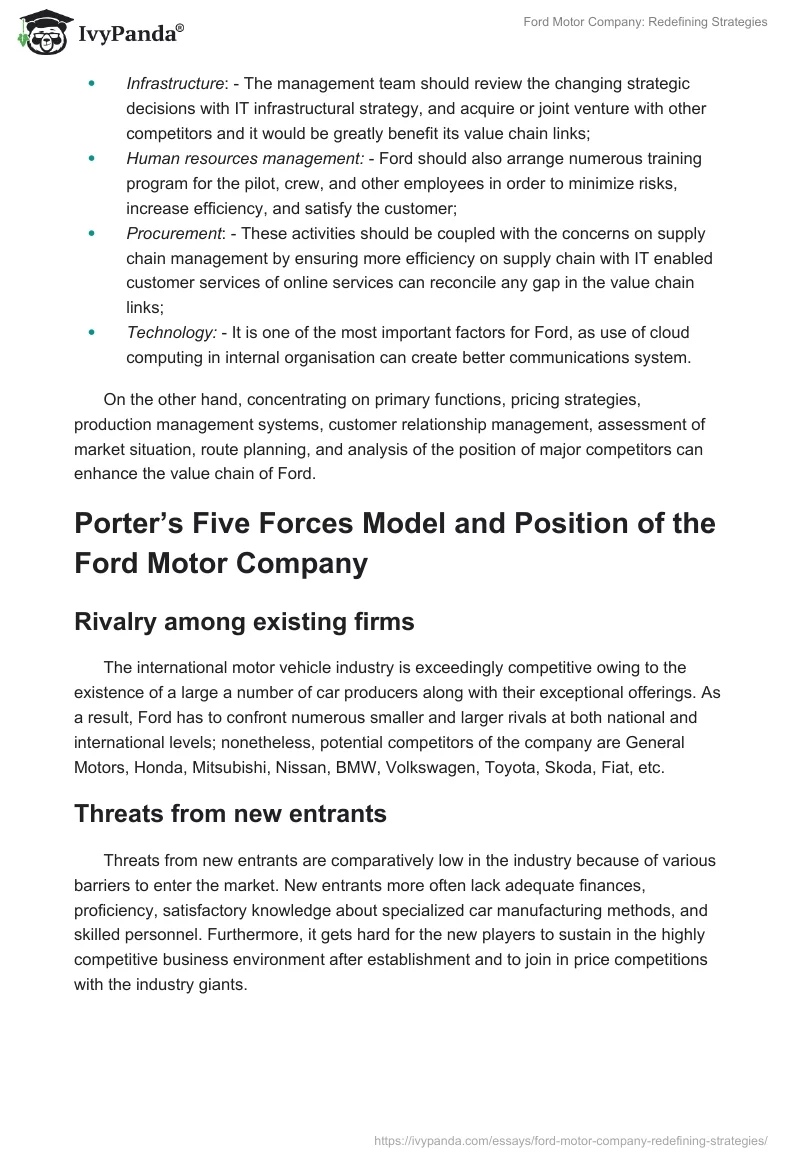 Ford Motor Company: Redefining Strategies. Page 2