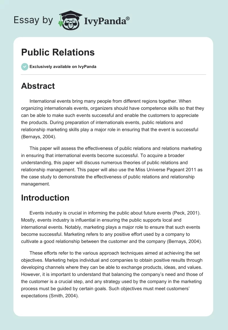 Public Relations. Page 1