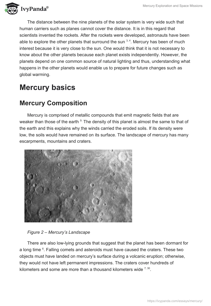 Mercury Exploration and Space Missions. Page 2