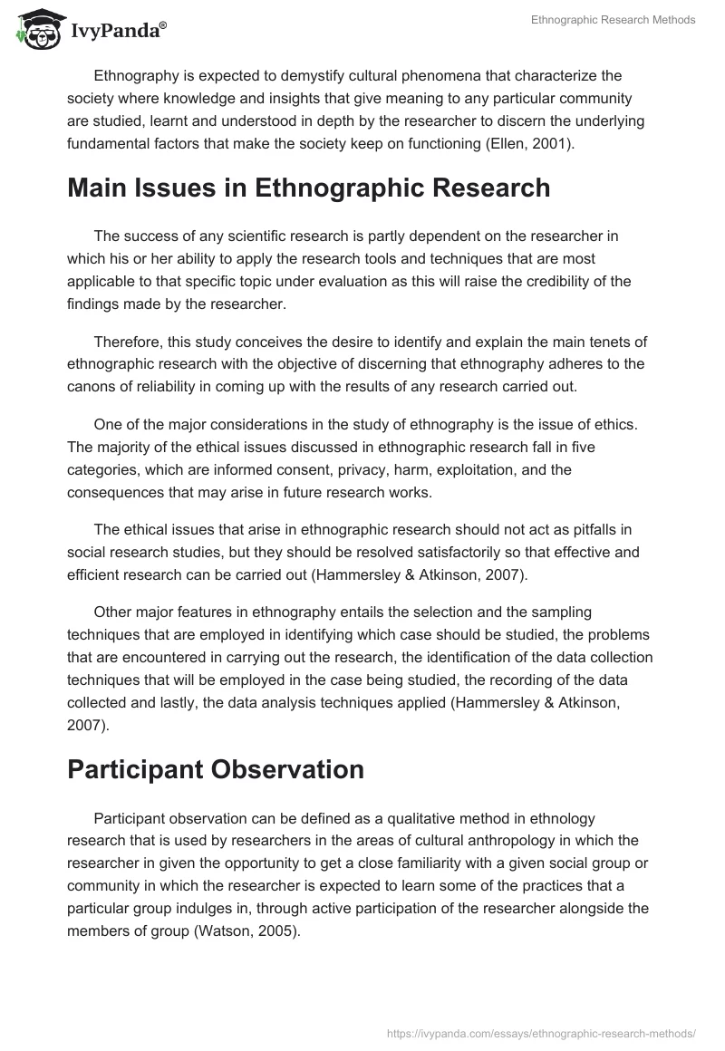 Ethnographic Research Methods. Page 2