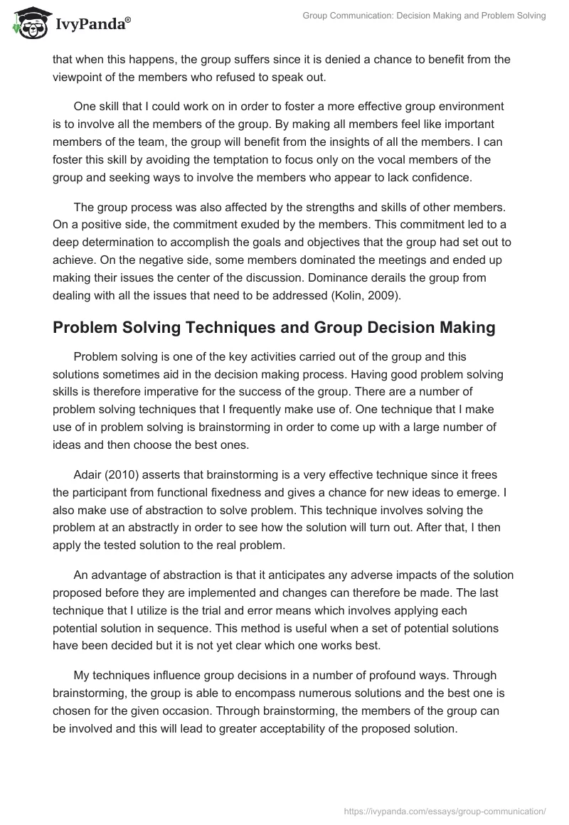 Group Communication: Decision Making and Problem Solving. Page 4