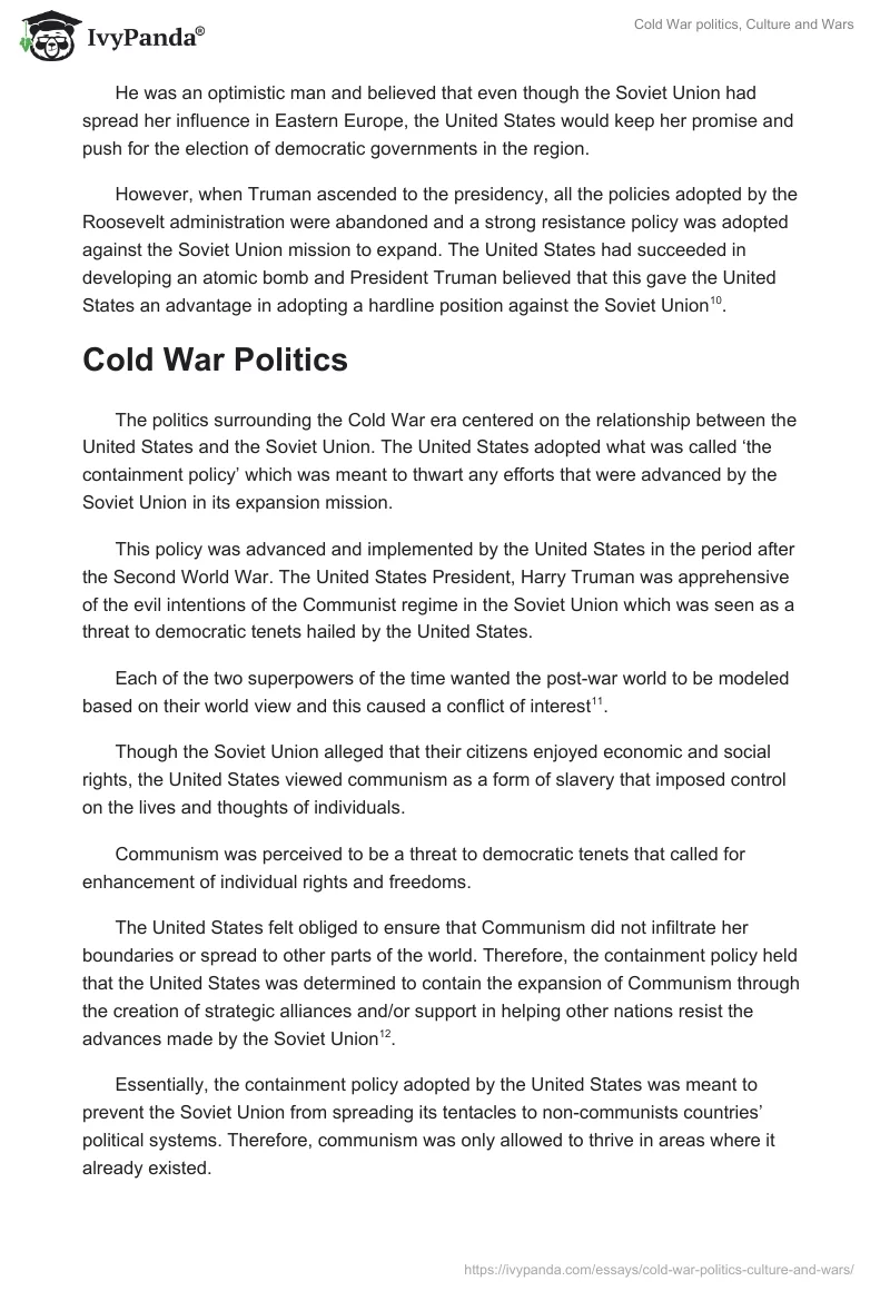 Cold War Politics, Culture and Wars. Page 4