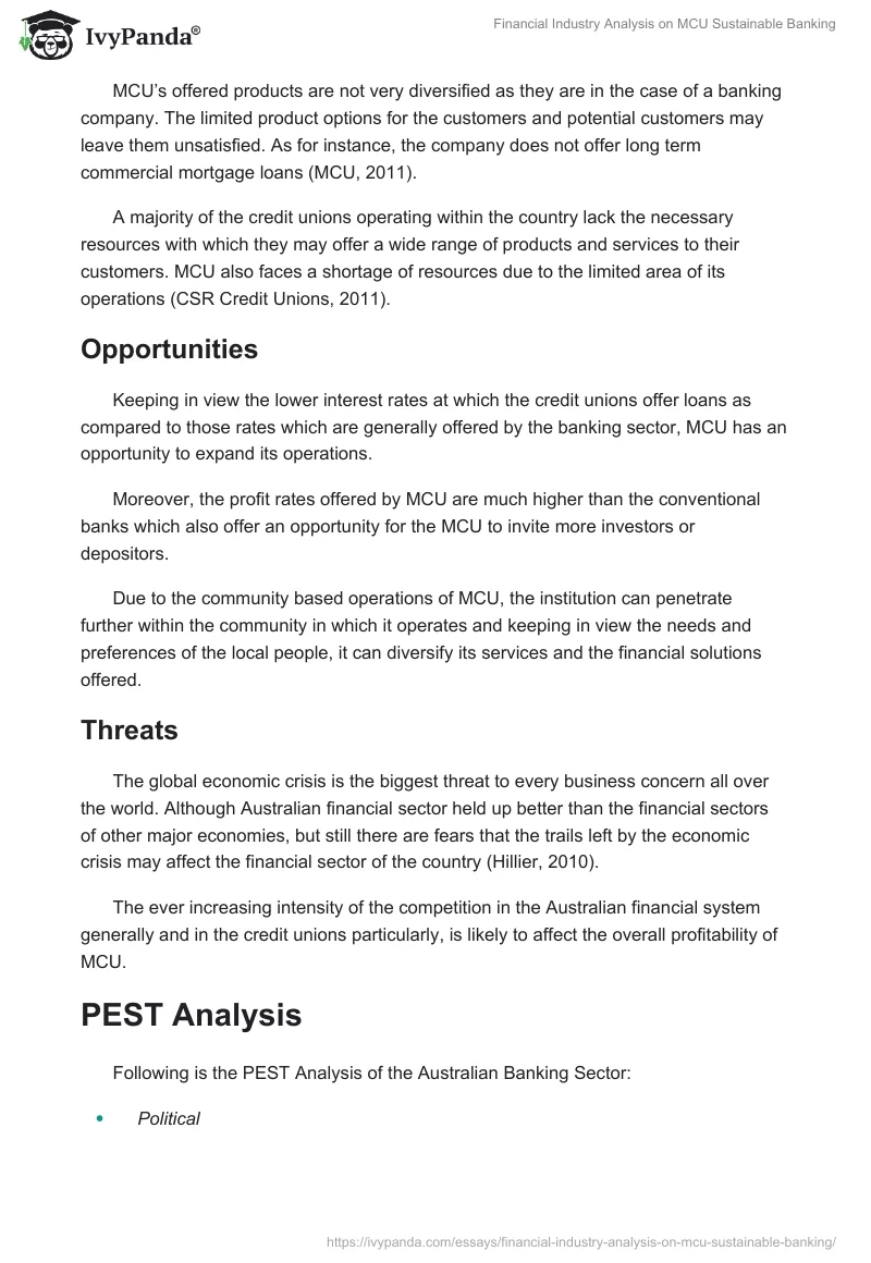 Financial Industry Analysis on MCU Sustainable Banking. Page 4