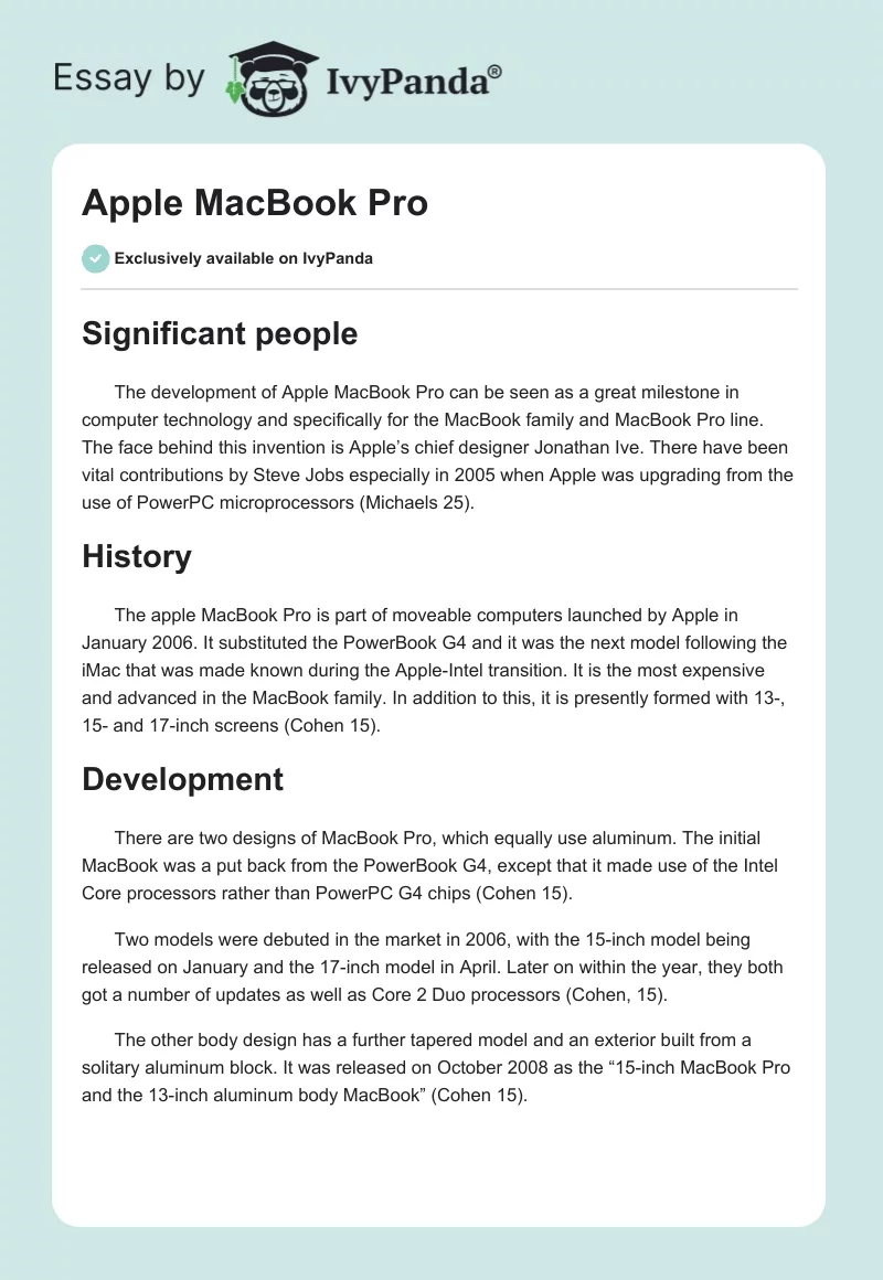 Apple MacBook Pro. Page 1