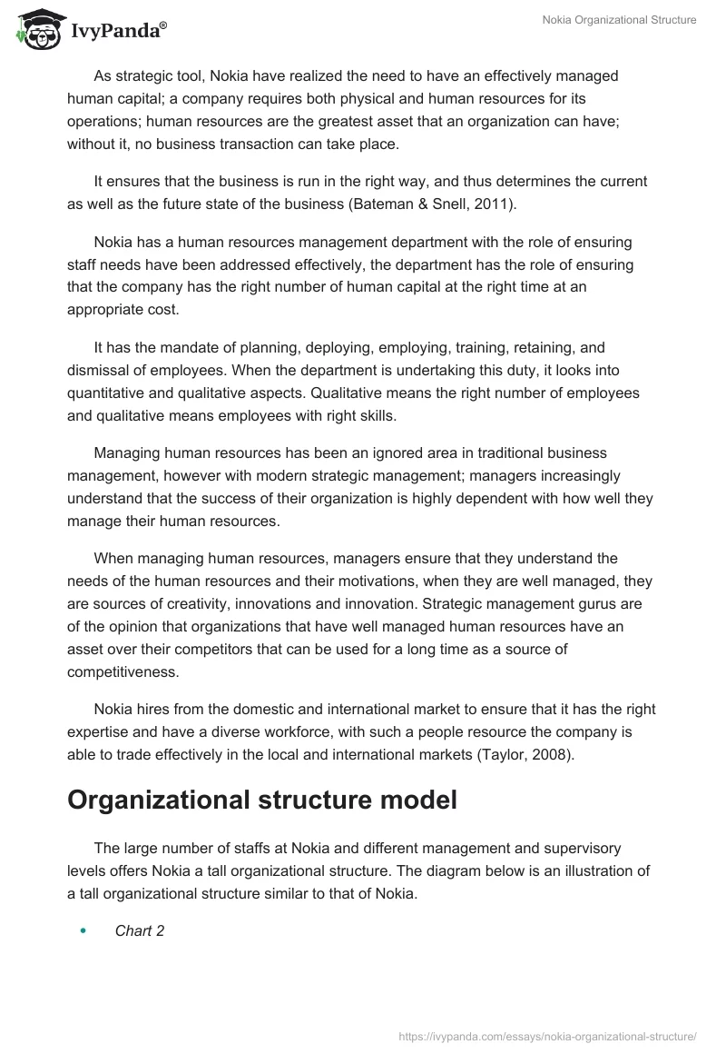 Organizational Structure of Nokia. Page 3