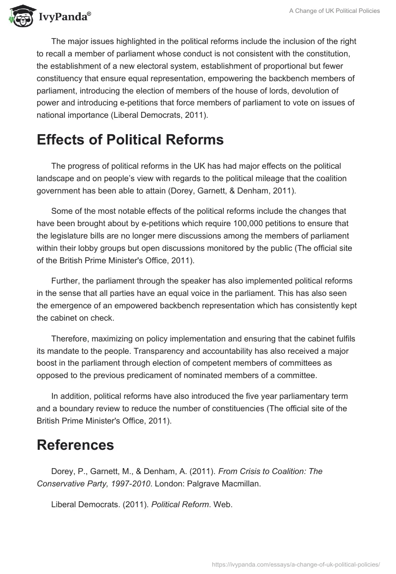 A Change of UK Political Policies. Page 2