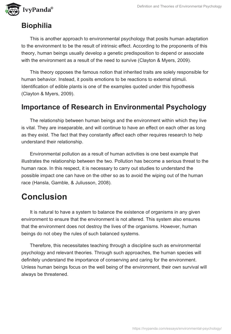 Definition and Theories of Environmental Psychology. Page 2